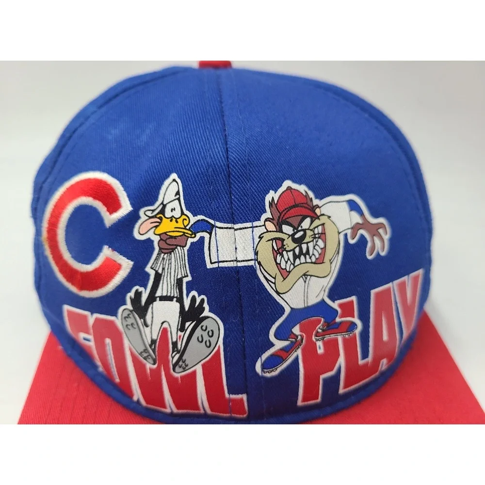 Vintage Youth Chicago Cubs Looney Tunes Fowl Play Taz Daffy Snapback Hat Cap MLB